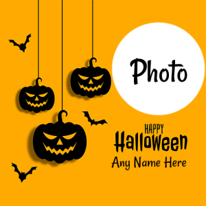 Happy Halloween Greeting Card with Name and Photo Editing