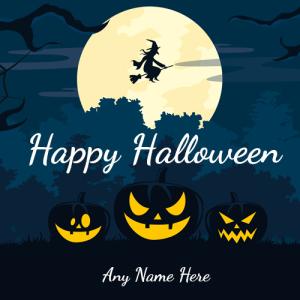 Create Personalized Happy Halloween Wishes Card with Name