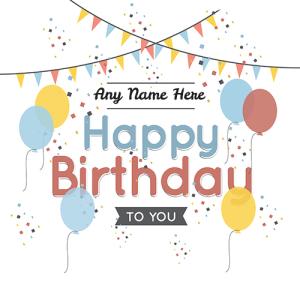 Happy Birthday Balloon Card with Name Customization