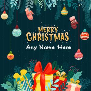 Merry Christmas Wishing Card with Name Custom Editing