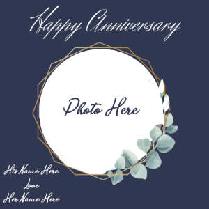 Classy Happy Anniversary Greeting Card with Couple’s Name and Photo Custom Editing