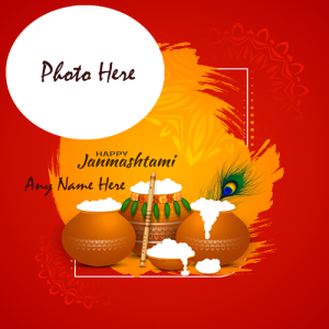 Happy Janmashtami Wish Card with Name and Photo Custom Editor