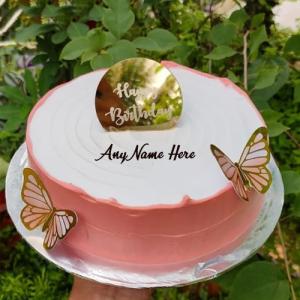 Happy Birthday Butterfly Wish Cake with Name Custom Editor