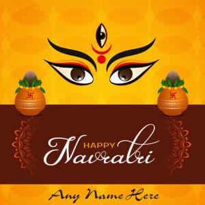 Happy Navratri Card with Name and Picture Free Download