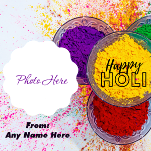 Happy Holi Greeting Card with Name and Photo Custom Edit