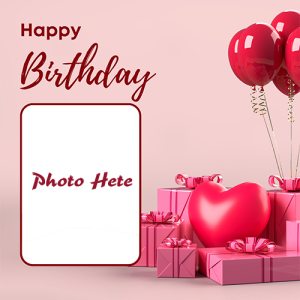 Red Balloon Birthday Card With Editable Photo And Name