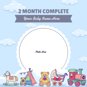 2 Months Completed Baby Card with Name and Photo Custom Edit