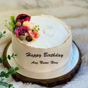 Red Rose Beautiful Birthday Cake with Name Custom Edit