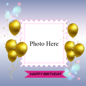 Decorated Happy Birthday Photo Frame Card Free for Editing